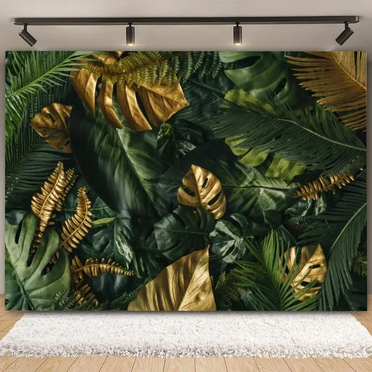 Фон для фотосъемки с зелеными листьями травой джунглей сафари Детский День