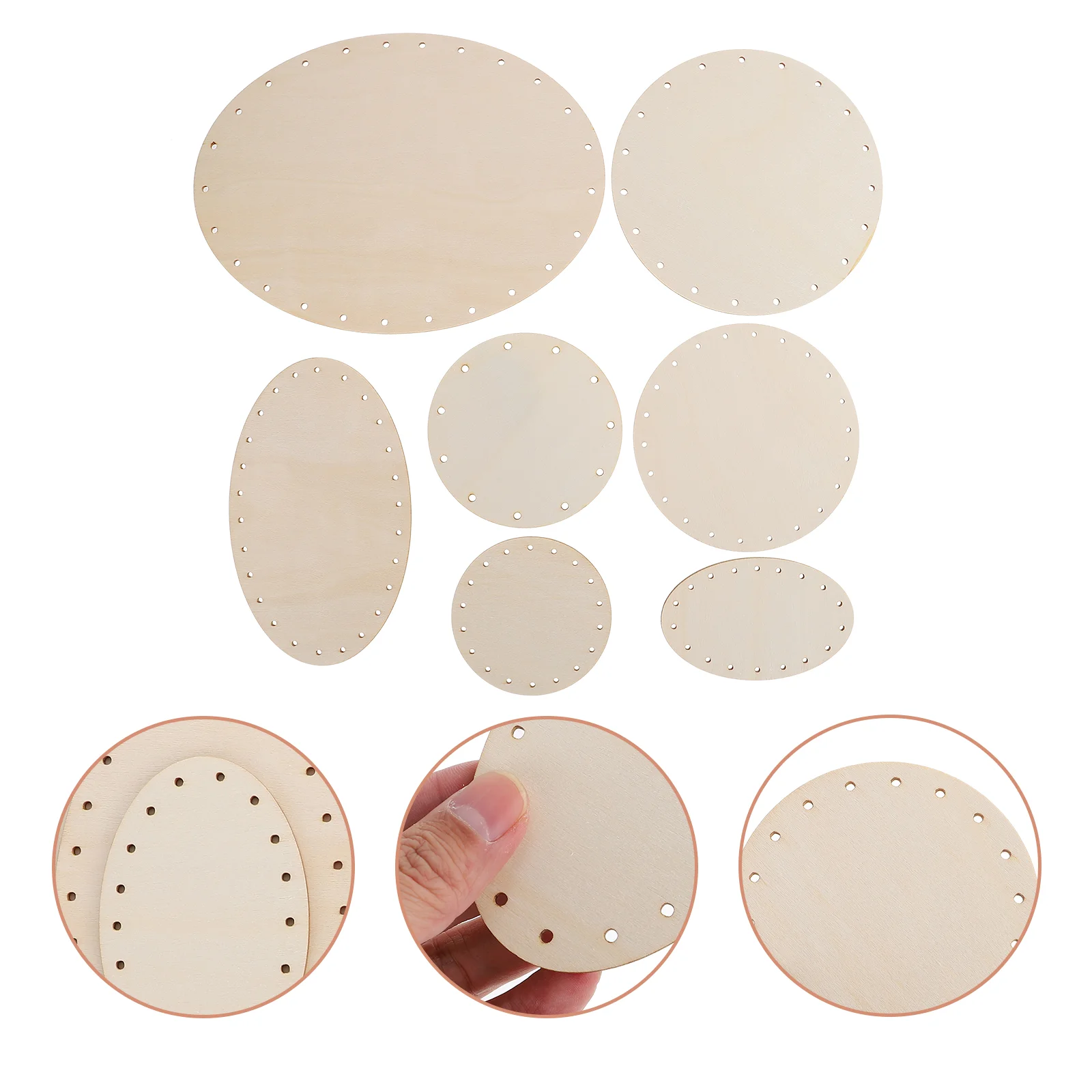

7Pcs Wooden Pieces DIY Wooden Pendants Blank Wooden Pieces Wooden Chips with Holes for Home Wall Party