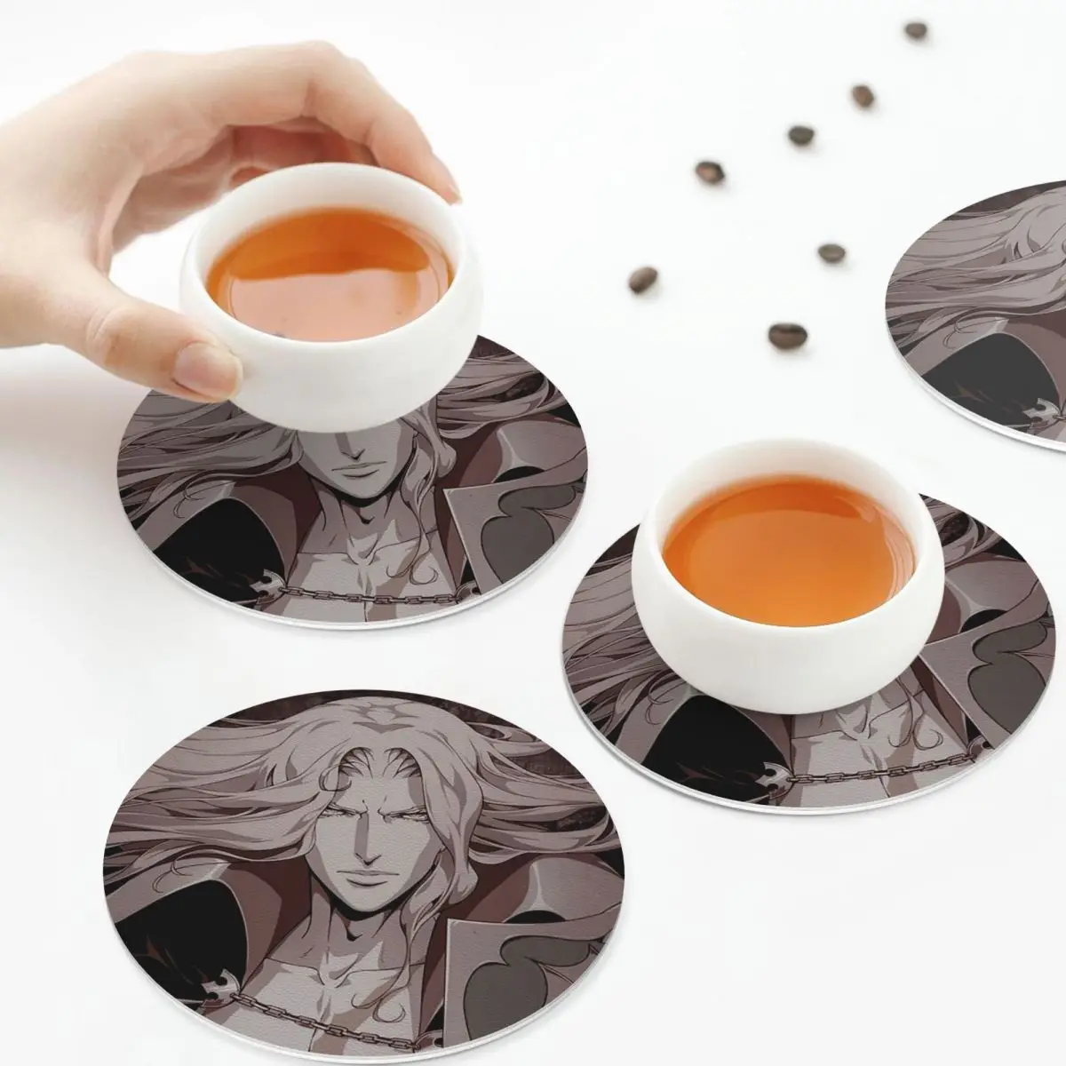 Фото Alucard Castlevania подставки кухонные салфетки водонепроницаемые изоляционные коврики для чашек кофейные коврики для декора домашней посуды подушечки набор из 4 шт. №3
