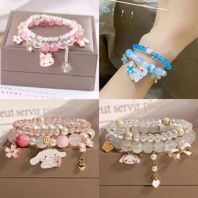 

Sanrio series Kuromi Cinnamoroll My melody anime cartoon peripheral new beaded bracelet cute beauty girlfriends couple gift