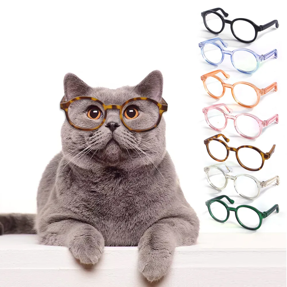 

Fashion Cat Glasses Round Frames Pet Kitten Halloween Eyewear Sunglasses for Small Dogs Cool Photograph Props Pet Accessories