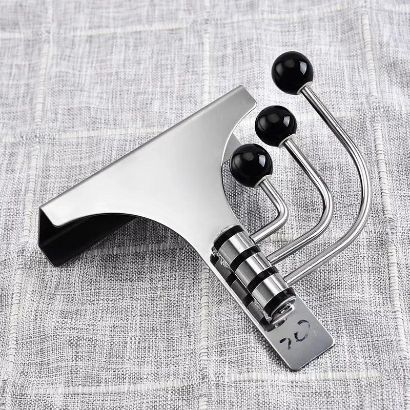 

Practical Rotating Stainless Steel Door Hook Wall Hanger Hat Keys Bag Durable Kitchen 3 Hook Towel Clothe Wall Hook Over Door