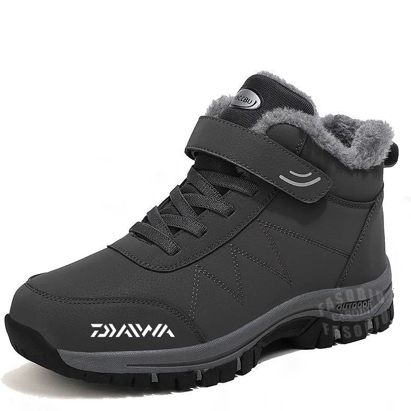 

Зимние теплые толстые бархатные водонепроницаемые Нескользящие рыболовные ботинки Daiwa, мужские уличные кроссовки, износостойкие резиновы...