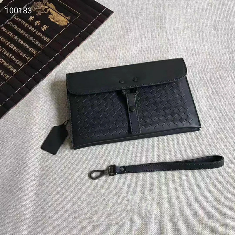 

Men's leather bag pattern Genuine leather Cowhide Man Clutch bag Hand knitted Men's handbag High-quality Fashion Business bag
