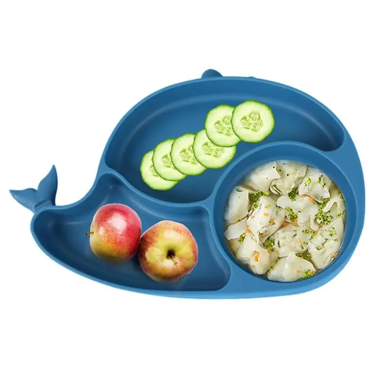 

Toddler Dishware Non-Slip Suction Silicone Dish For Kids Cartoon Whale Design Feeding Supplies Food Supplement Plate For Girls