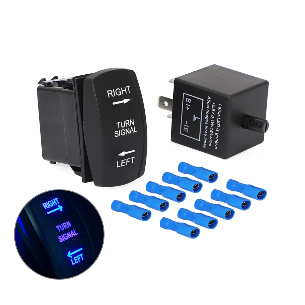 

Motorcycle Turn Signal Switch Kit ATV UTV Rocker Switch LED Indicator Light Blinker Turn Signal Lights Kit LED Flashing Relay