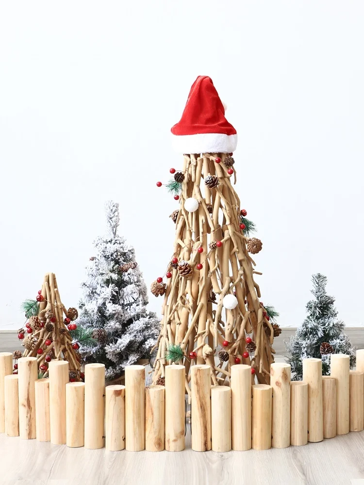 

Деревянная елка ручной работы с лампой, домашнее креативное украшение для дома, гостиной, окна, торгового центра, праздника