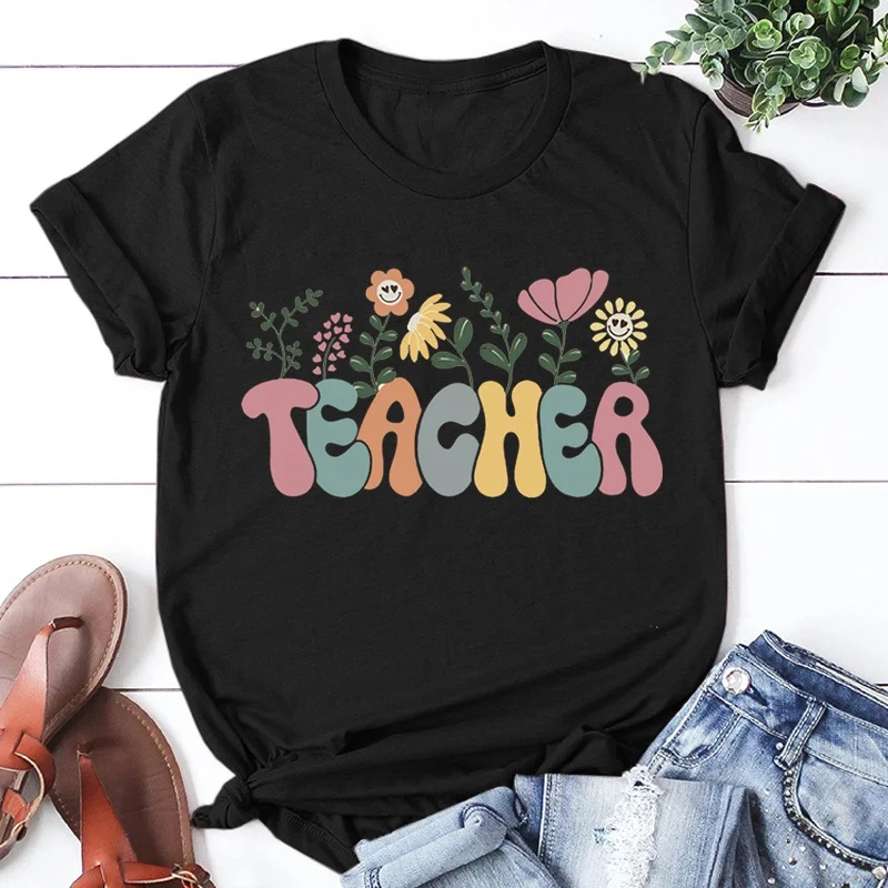 Новинка футболки с цветочным принтом для учеников модная футболка унисекс
