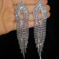 new exaggerated full rhinestone long earrings for women party wedding jewelry shiny crystal statement dangle pendientes brincos