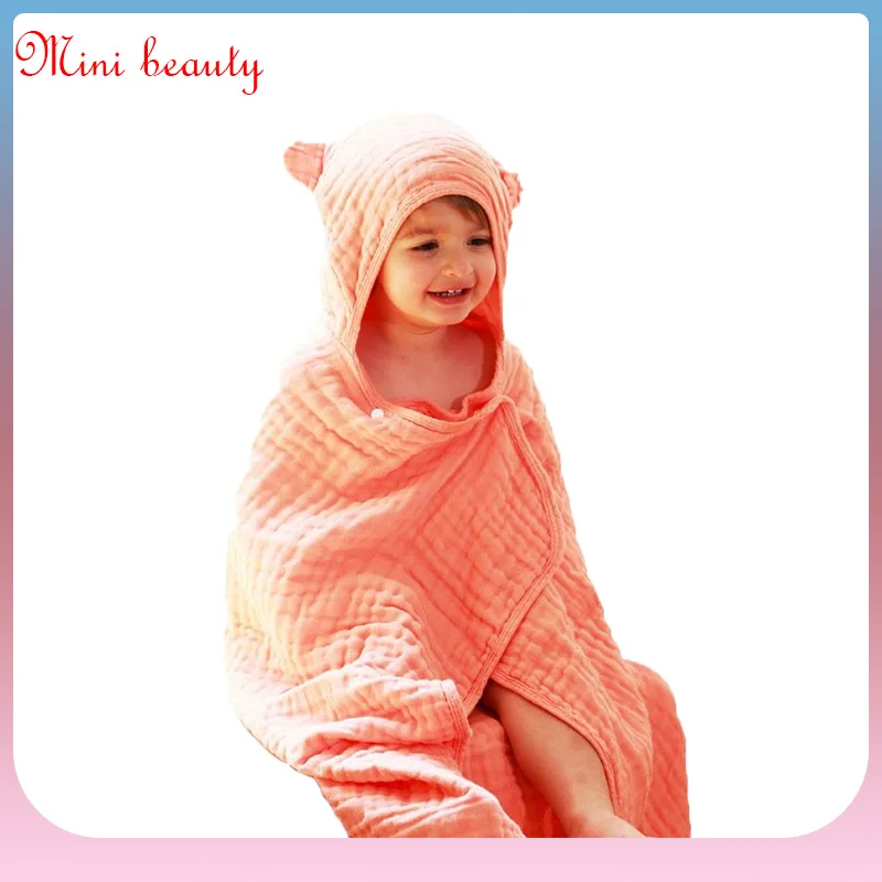 

Детское одеяло с капюшоном из органического муслина, банное полотенце, хлопковая марля, Детская накидка для мальчиков и девочек, детский ха...