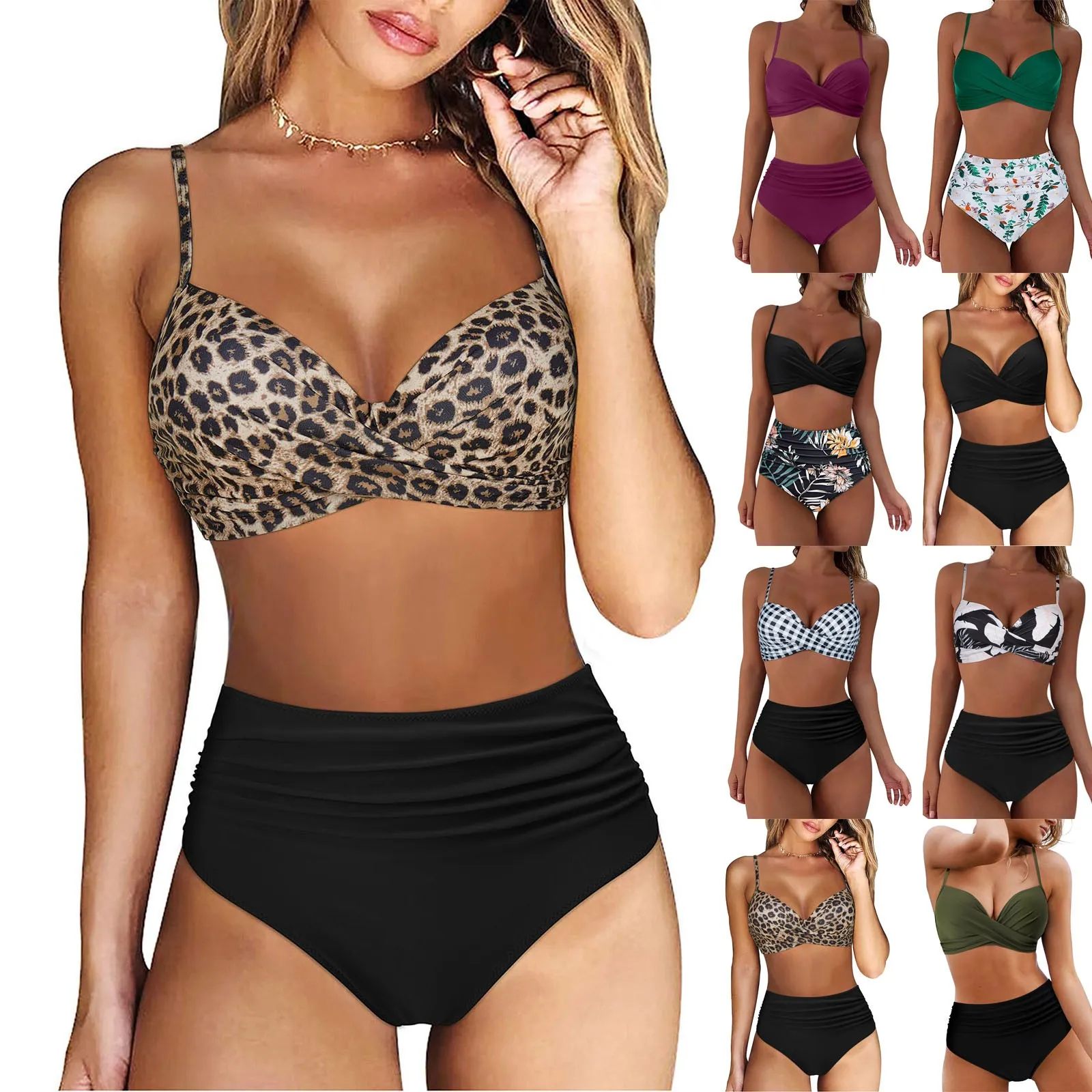

Women's Spring And Summer Sexy Soild Split High Waist Bikini Swimsuit (2 Sets) Leisure Printed Bikini 2023 Woman Ropa De Mujer