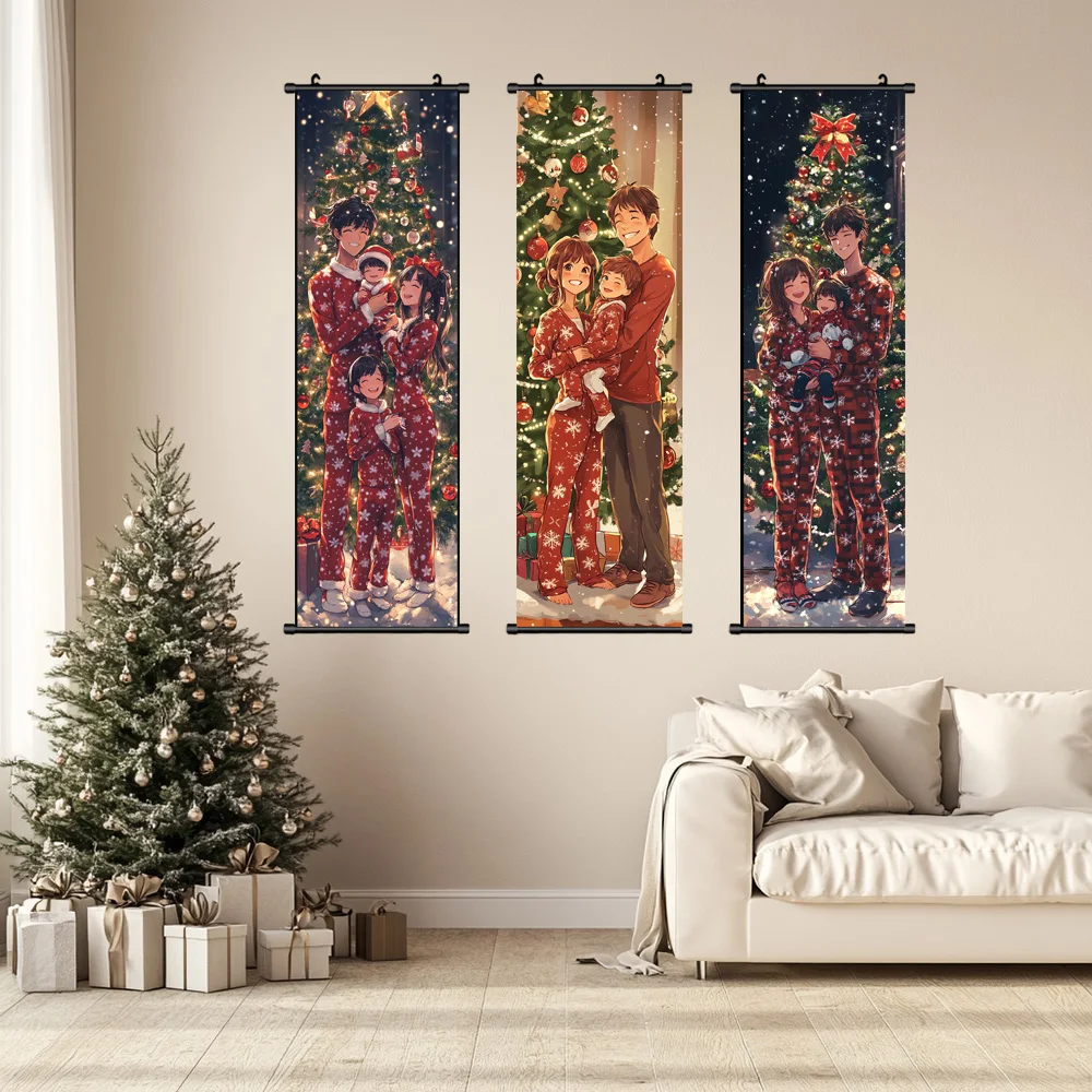 Семейная одежда в одинаковых рождественских пижам и улыбающихся рождественской