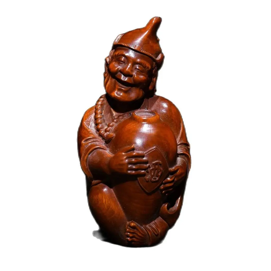 

Chinese Antiques Vintage Boxwood Carved Exquisite Ji Gong Buddha Statue Collection Sculpture Nice Art Gift Wooden Figurines