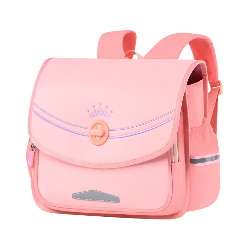 OYIXINGER New Elementary School Children's Bag Horizontal Flip Book Bag Boys And Girls Waterproof Backpack PU Square Light Bags