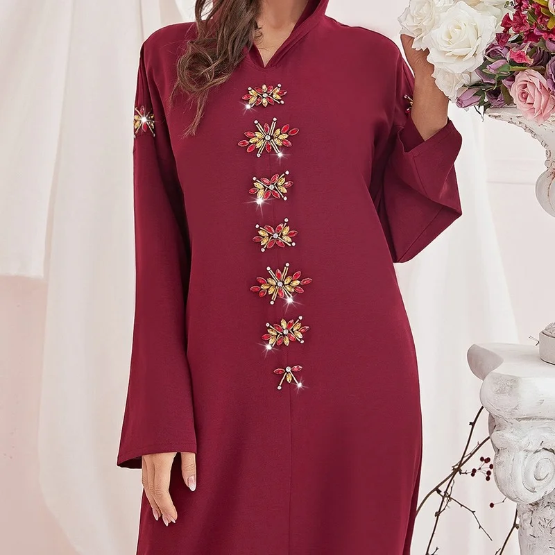 Eid Djellaba Abaya Dubai Turkey Arabic Long Muslim Dress Silky Pakistan Islam Clothing Moroccan Kaftan Evening Wedding Dresses
