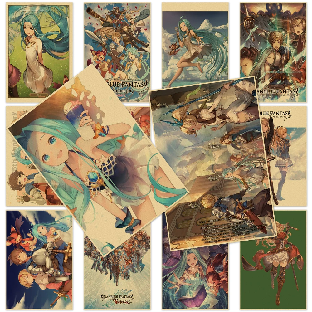 

GRANBLUE FANTASY The Kraft Paper Anime Wall Art Picture Poster Classic Paintings Mural Living Room Bedroom Home Decor Cudros