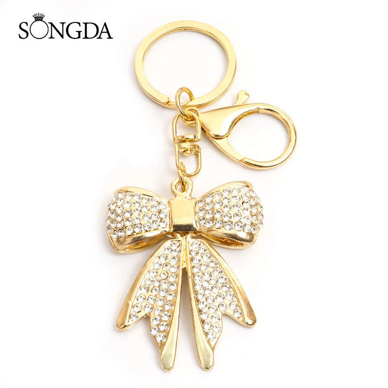

Fashion Crystal Romantic Bowknot Keychain Enamel Pendant Keyring Gold Color Alloy Keychain Unique Design Jewelry Gift Accessorie
