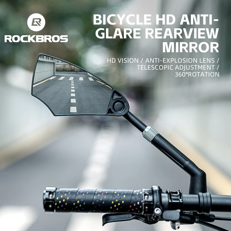 

ROCKBROS Велосипедное зеркало заднего вида HD Vision 360 ° Регулируемое вращение Зеркало с широким диапазоном Велоспорт Безопасность MTB Аксессуары для шоссейного велосипеда