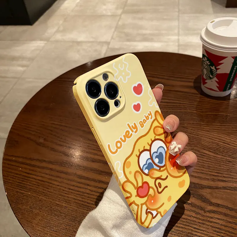 Чехол для телефона Cartoon Cute SpongeBobs Patricks Stars IPhone 16 15 14 13 12 11 Pro Max XS XR XSMax 7 8 Plus глянцевый