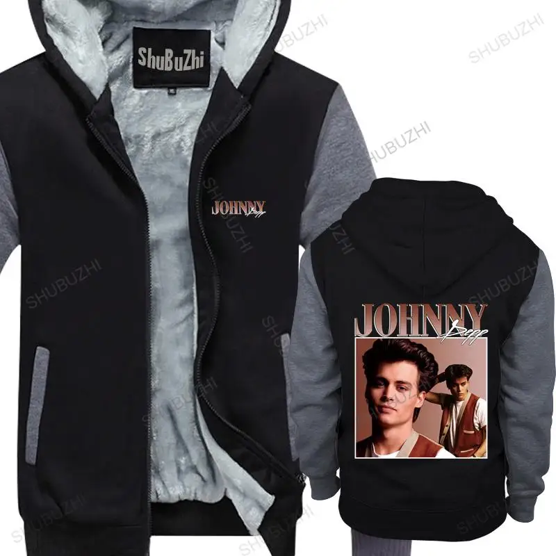 

warm coat men fleece hoody Johnny Depp 90s Vintage men winter sweatshirt drop shipping