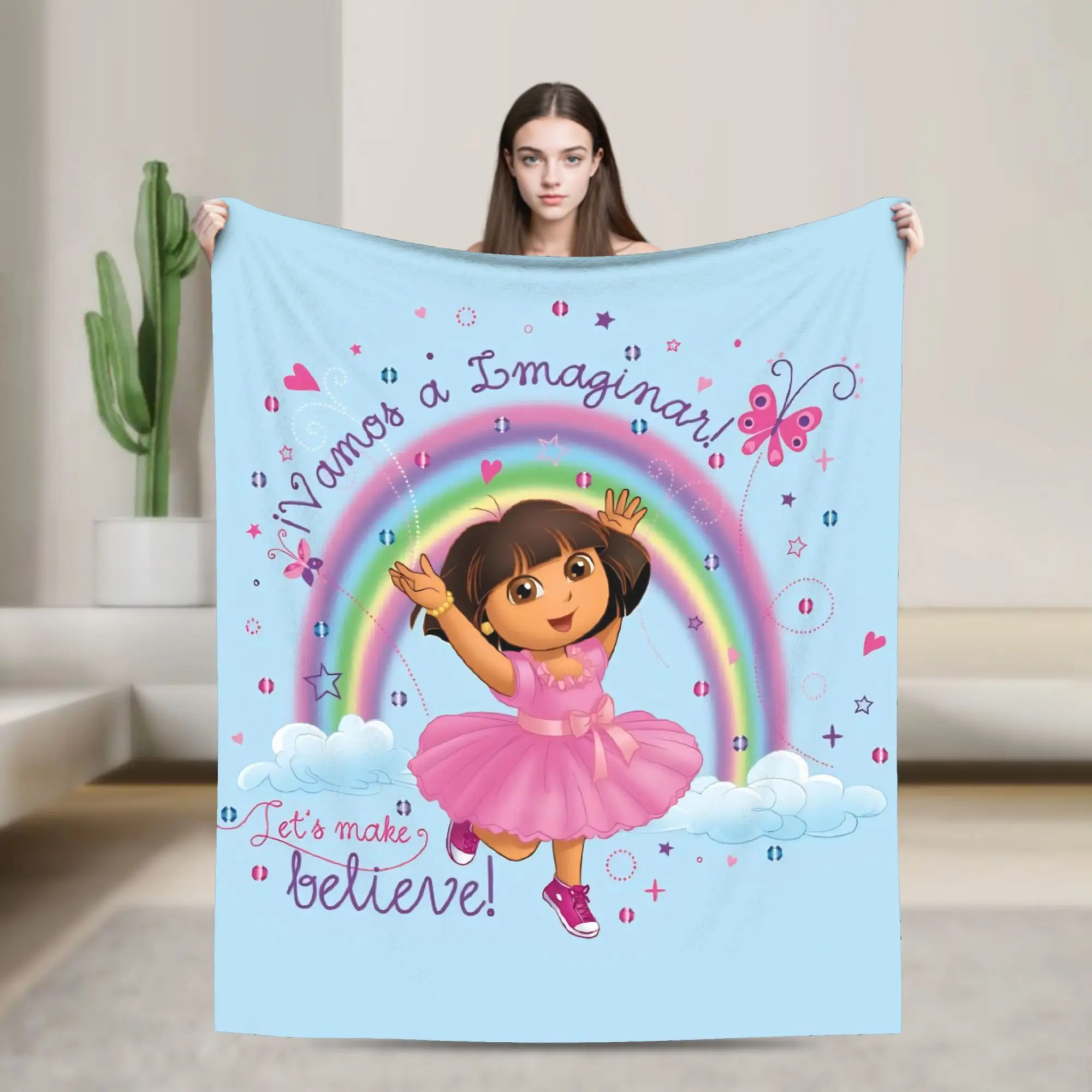 Фото Теплое одеялоДетское декоративное одеяло с рисунком D-Dora The E-Explorer Adventure, удобное одеяло для улицы, дивана-кровати №1