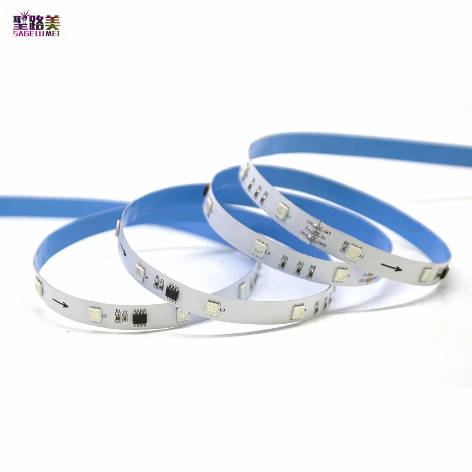 

DC 24V WS2811 Individually Addressable 30/60leds Pixel Strip Light Digital RGB 5050 Ribbon Tape Non-waterproof 1 Ic Control 6