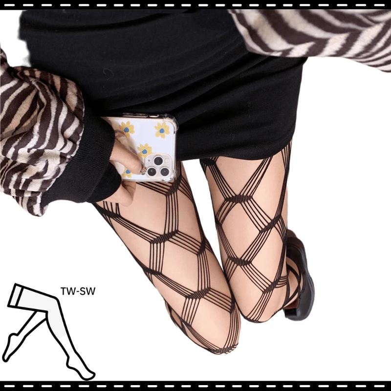 

Miss Stockings Charm Kitty Cat Nightclub Lolita Costume Role Play Dress for Girls Socks Five-line Diamond Fishnet Socks Gift