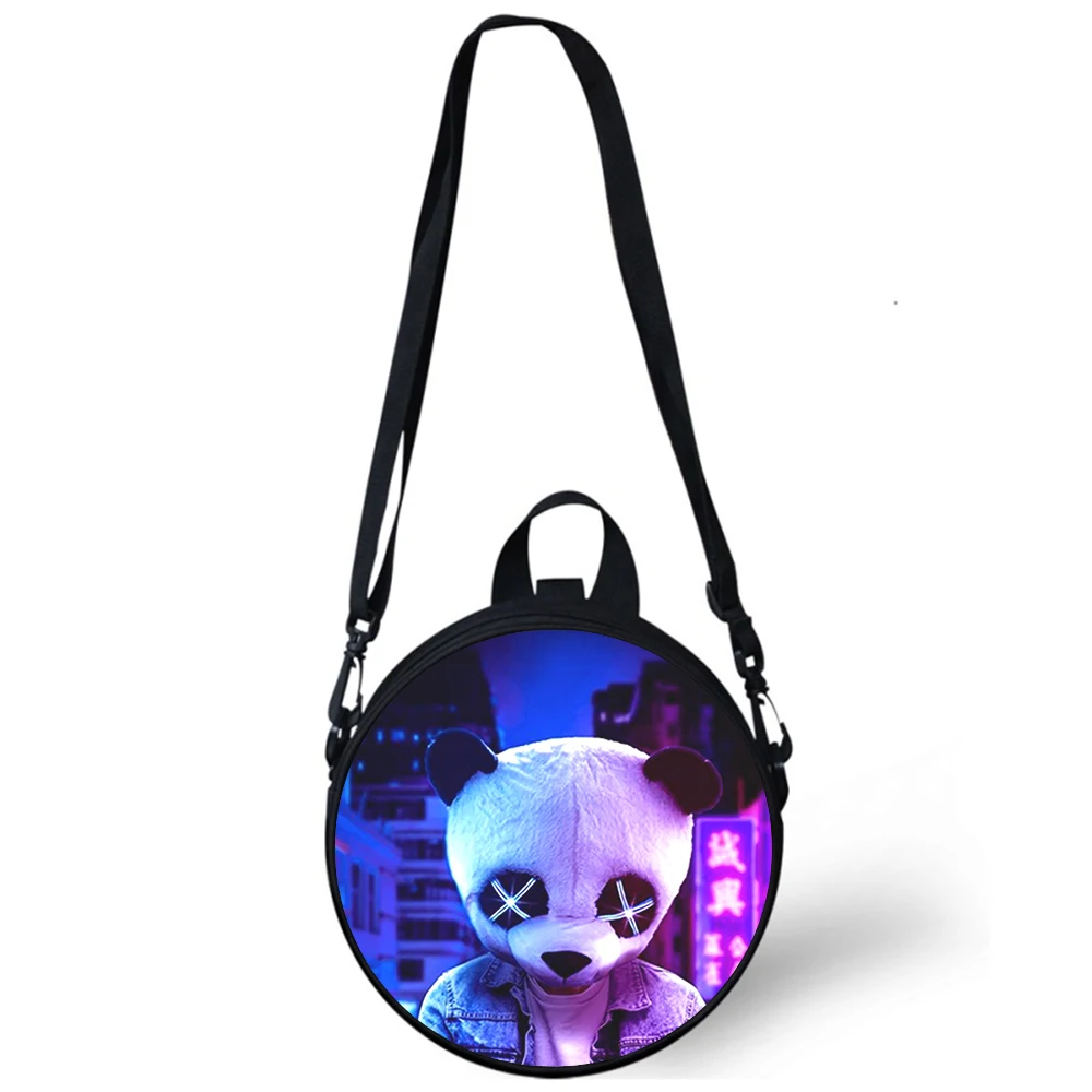 Street fashion panda Child kindergarten Bag 3D Print Crossbody Shoulder Bags For School Women Mini Round Bagpacks Rugtas Bag