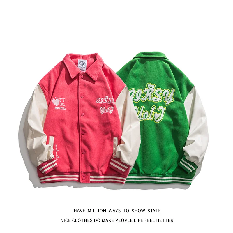 

2021 New Autumn Letter Embroid Women's Oversize Boyfriend Style Baseball Bomber Jacket Unisex Men's Varsity Coat Patchwork Chic
