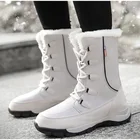 Зимние ботинки, модные высокие ботинки из хлопка, зимние уличные женские плюшевые утепленные теплые большие водонепроницаемые повседневные спортивные ботинки