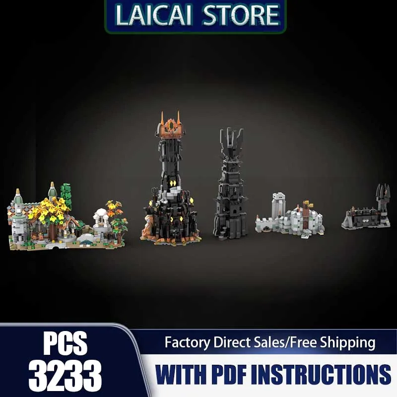 Фото Кольца, фильмы, Moc, строительные блоки, мини-черные ворота, боевой набор, модель, технология, кирпичи, сборка «сделай сам», праздничные строительные игрушки, подарки №1