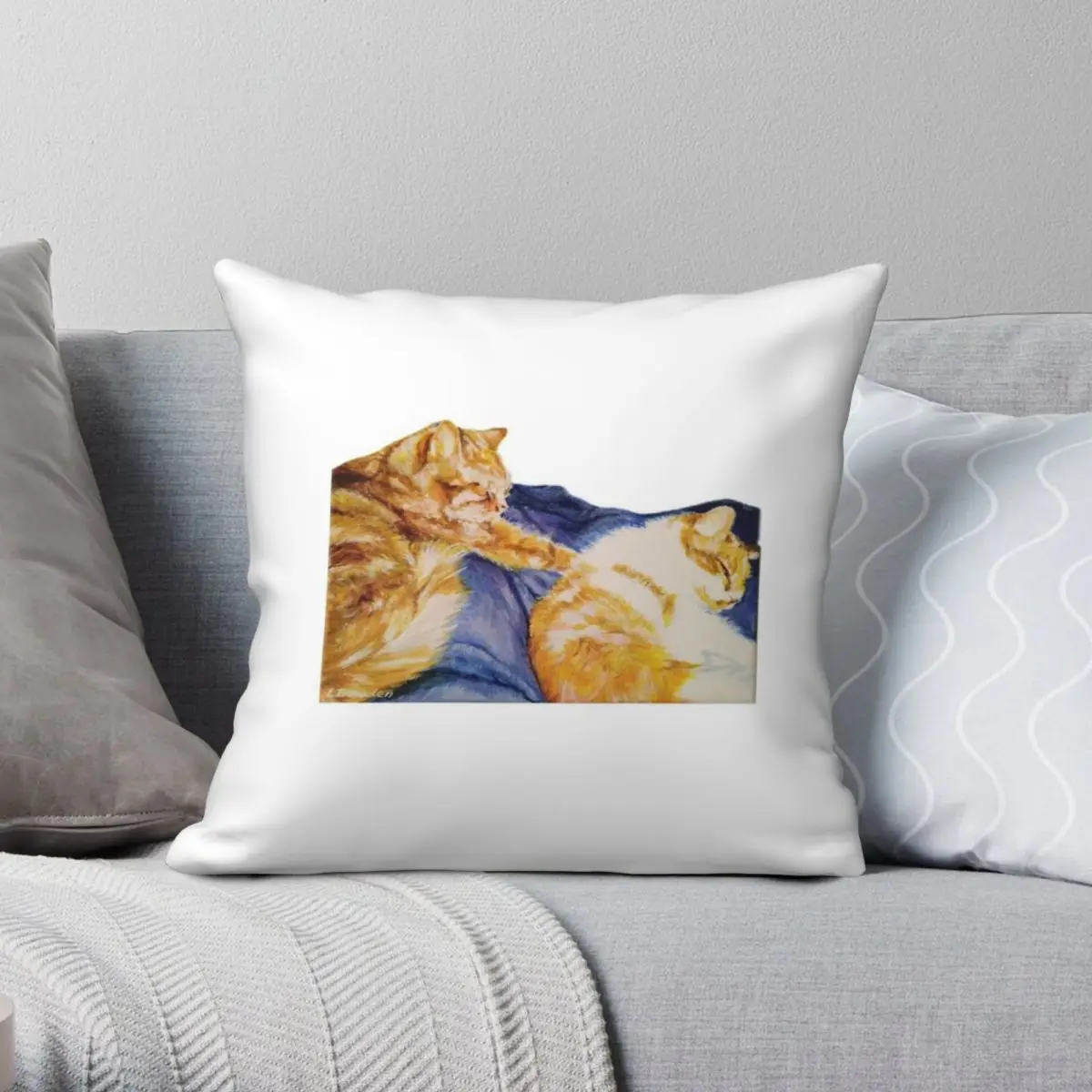 

Ginger Sleeping Cats Square Pillowcase Polyester Linen Velvet Printed Zip Decorative Pillow Case Home Cushion Case