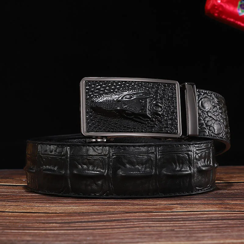 Men's leather belt metal automatic buckle belt vintage leisure luxury business belt man