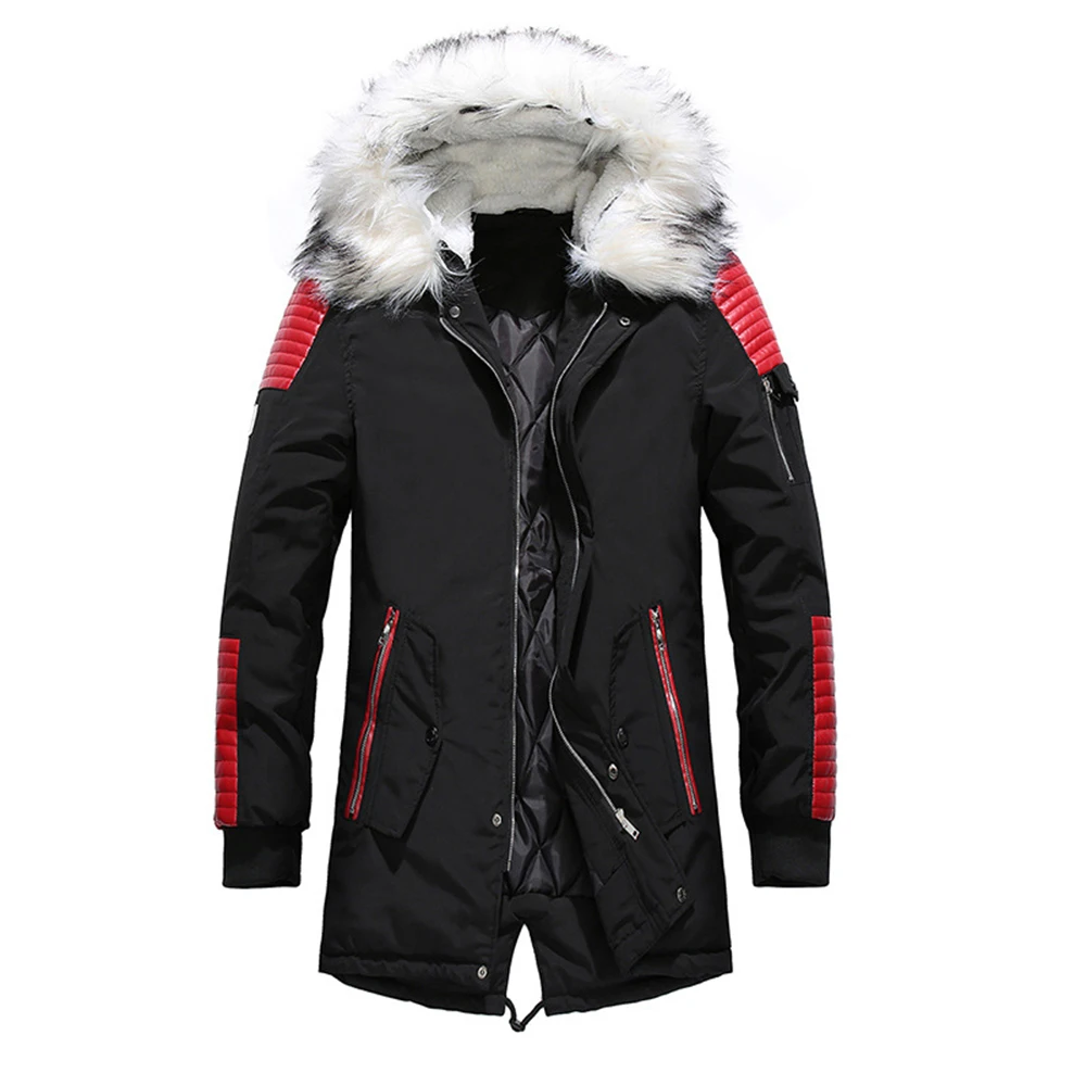 ERIDANUS 2022 Autumn Winter New Men's Mid-length Cotton Parkas Hot Sale Fashion Two-color Stitching Hooded Padded Jacket MWM145