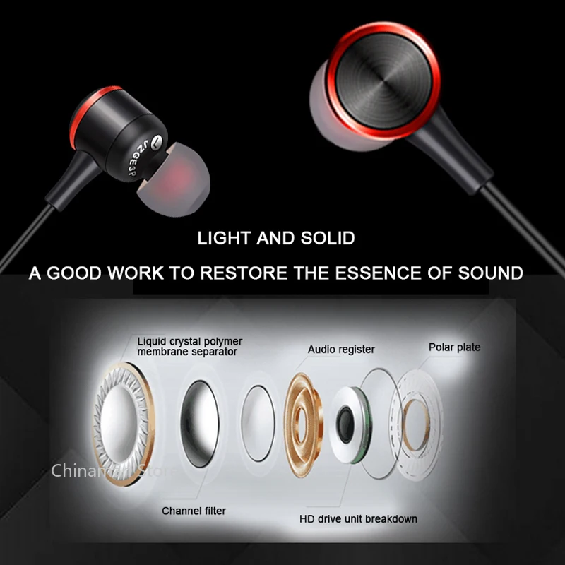 Проводные наушники с гальваническим покрытием басовые стерео наушники-вкладыши