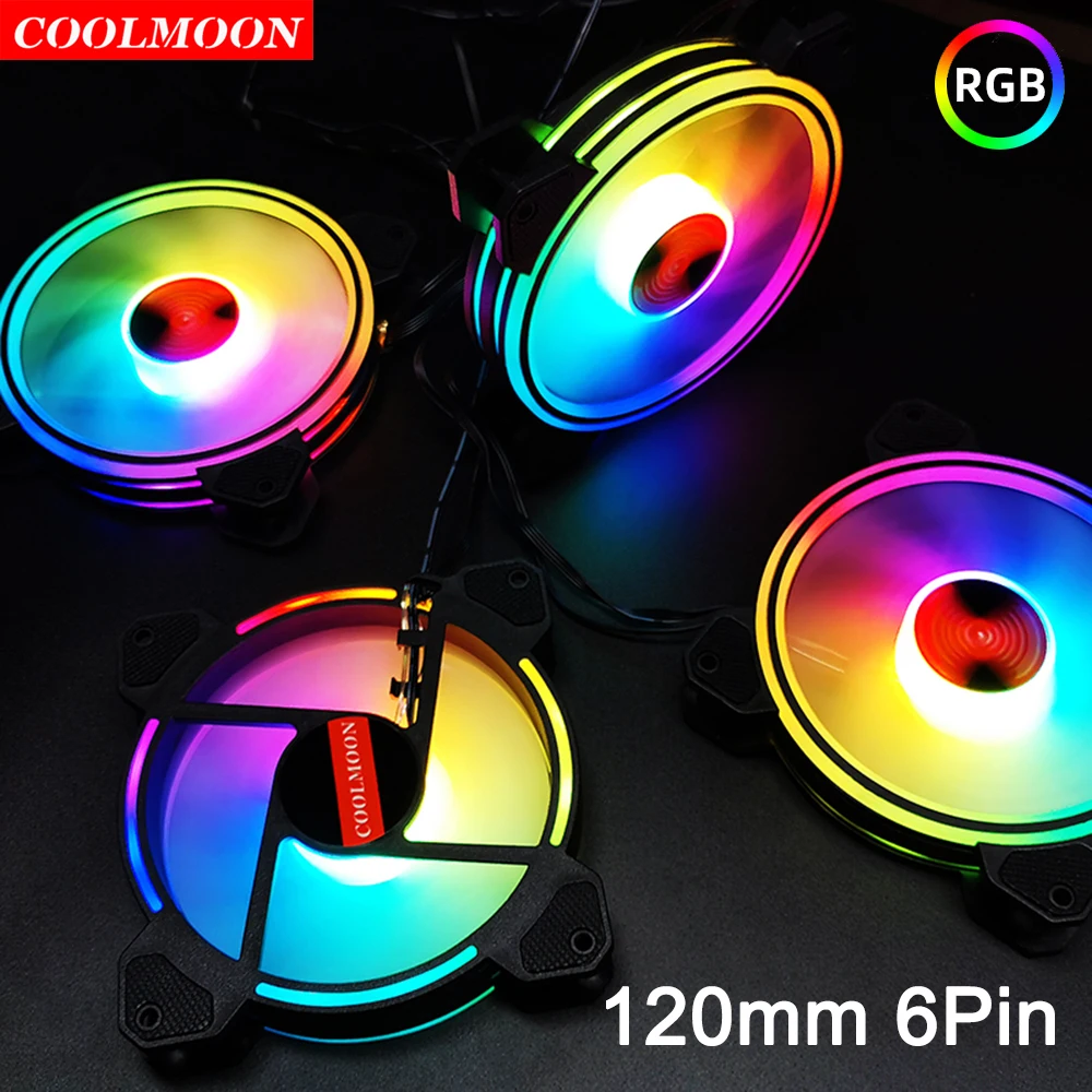 

Кулер Coolmoon с подсветильник кой, 6 контактов, RGB, 120 мм
