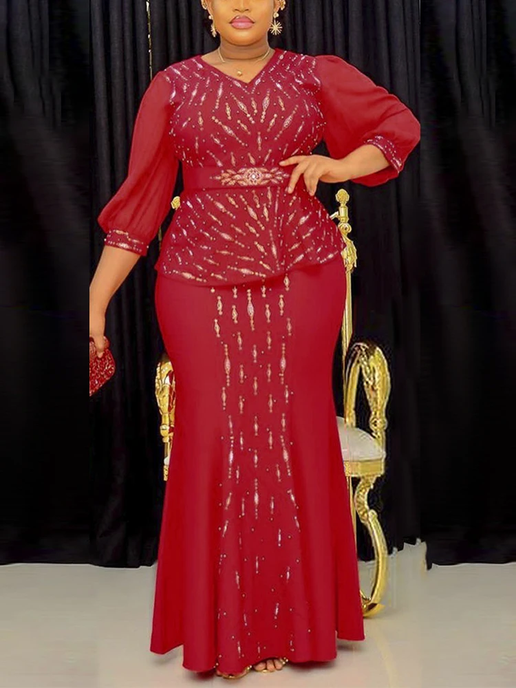Musulman Ensembles Eid Mubarak Muslim Fashion Kaftan Abaya Elegant Women Tops Skirt Suit Wedding Party Gown Djellaba Femme Wears