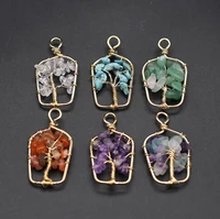 natural stone pendants tree of life amethysts turquoise for charms jewelry making diy women necklace earring gifts