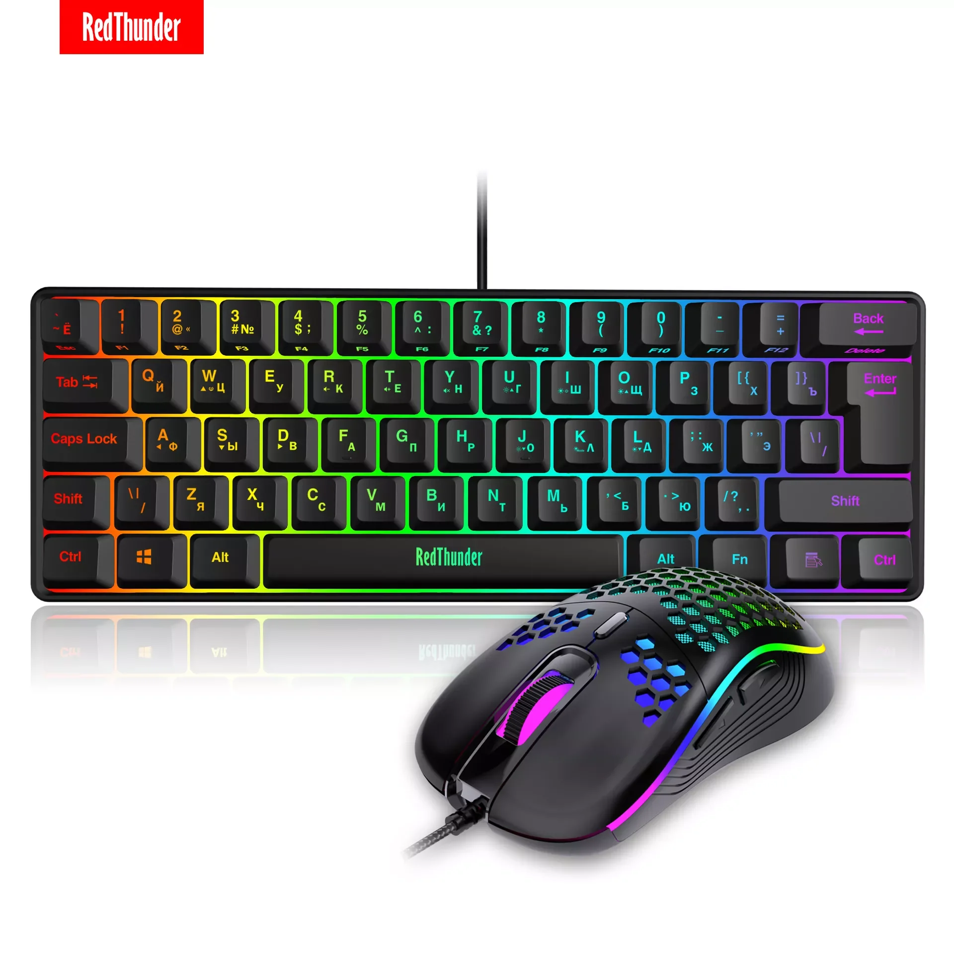 

RedThunder 60% Gaming Keyboard and Mouse Combo, RGB Backlit, Ultra-Compact Mini Keyboard, 7200DPI Gaming Mouse for PC Mac Gamer