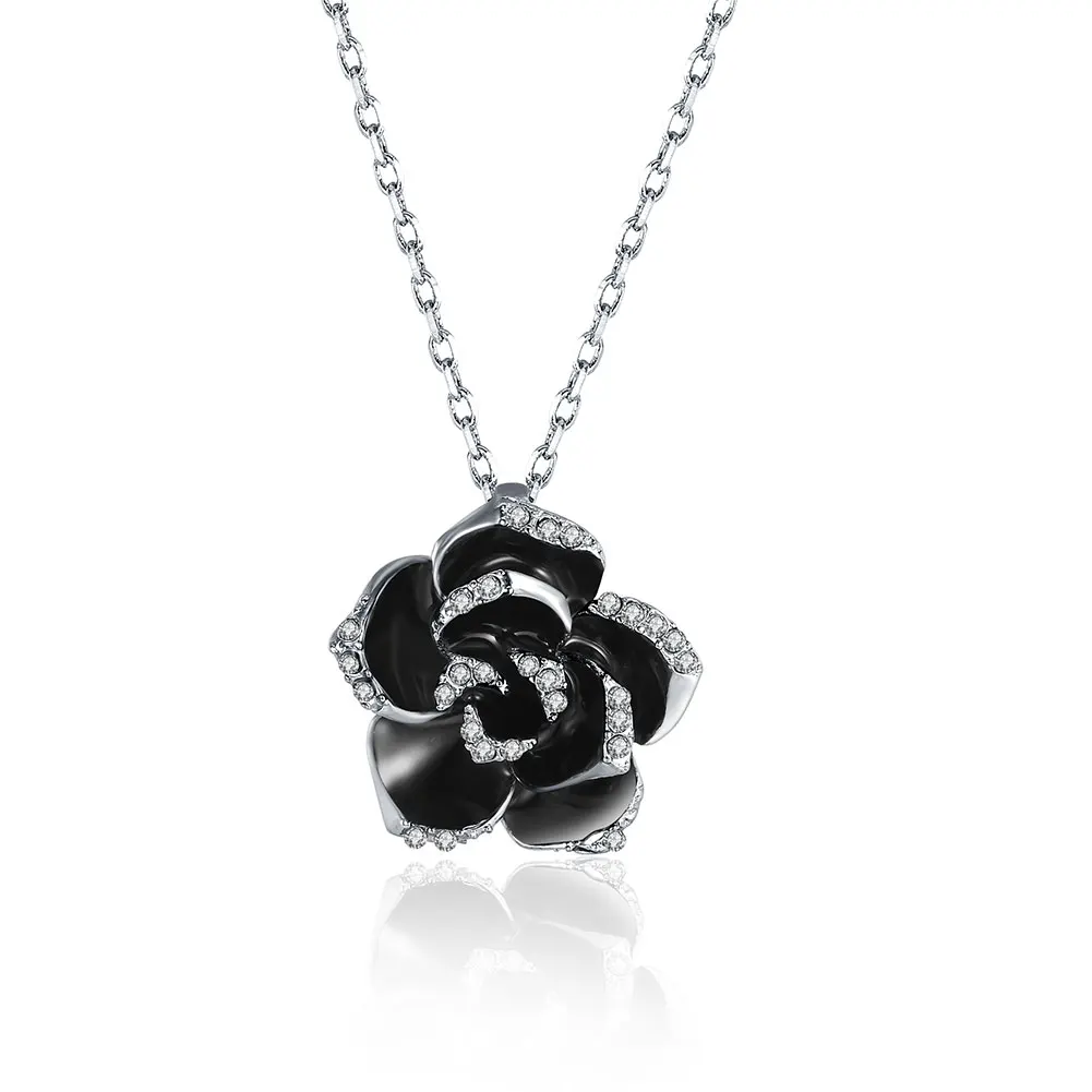 

Green Platinum Rose Pendant Necklace for Women Engagement Valentine's Day Anniversary Gift Fine Jewelry