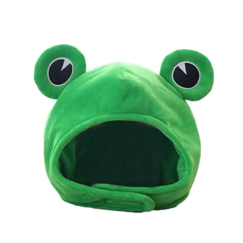 

Cartoon Funny Adorable Plush Frog Hat Big Eyes Creative Animal Cosplay Costume Dress Up Hat Headgear for Kids Adults Gift M5H4