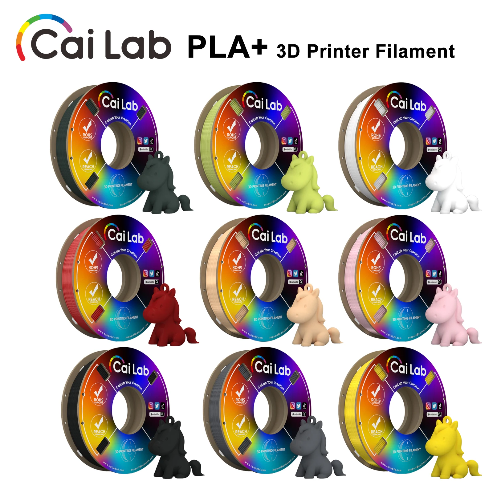 Фото Нить для 3D-принтера CaiLab 200 г PLA 1,75 мм PLA+, совместимая с Bambu Lab Creality Ender Pura FDM 3D-принтером, плавная печать №1