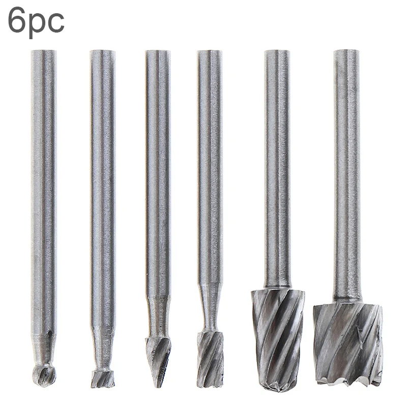 

6pcs High Speed Steel Carpentry Trumpet Rotary Burrs Metalworking Rotary Files Set 3mm Shank Diameter for Electric Grinding