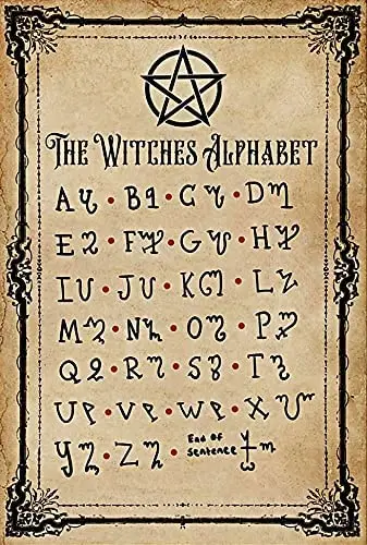 

Retro Metal Tin Sign The Witches Alphabet,Witchcraft Knowledge Poster,Kitchen Witchery Poster,Witches Magic Knowledge Wall Art