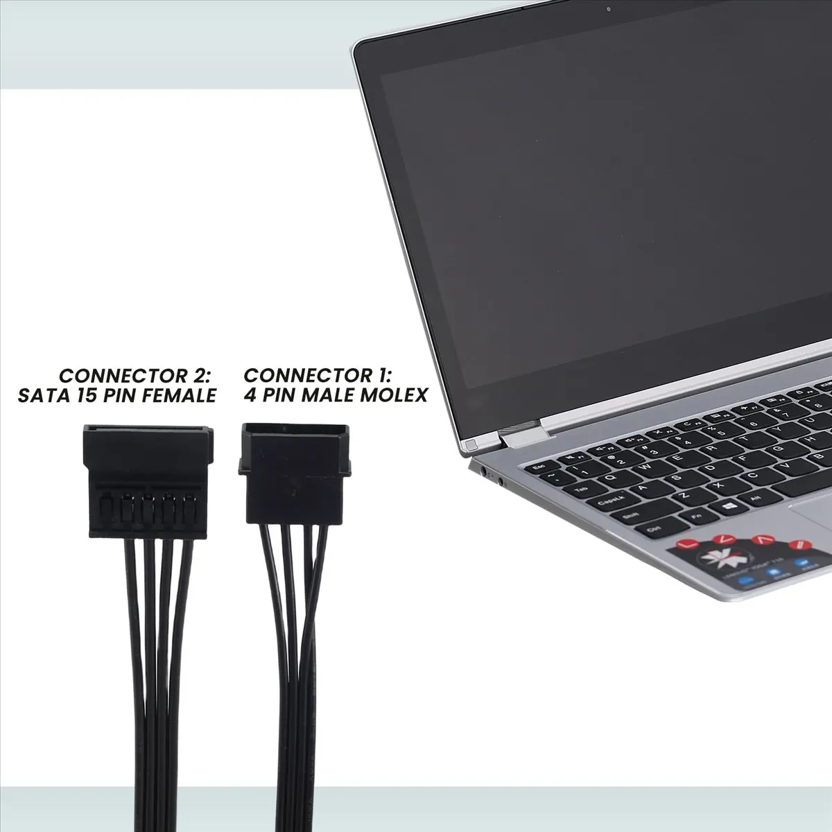 Фото Кабель-переходник A40I IDE 4-контактный (штекер) на 15-контактный (гнездо) SATA для питания жестких дисков HDD/SSD, удлинительный кабель питания, 2 шт. №3