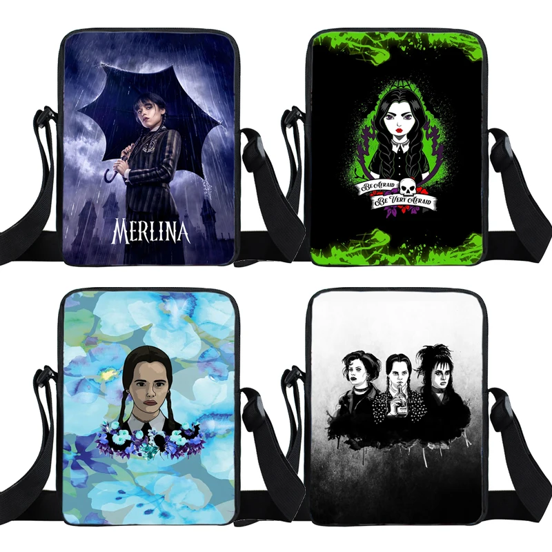 

TV Series Wednesday Crossbody Shoulder Bag Addams Casual Fashion Designer Crossbody Men Messenger Bag Square Hand Bag