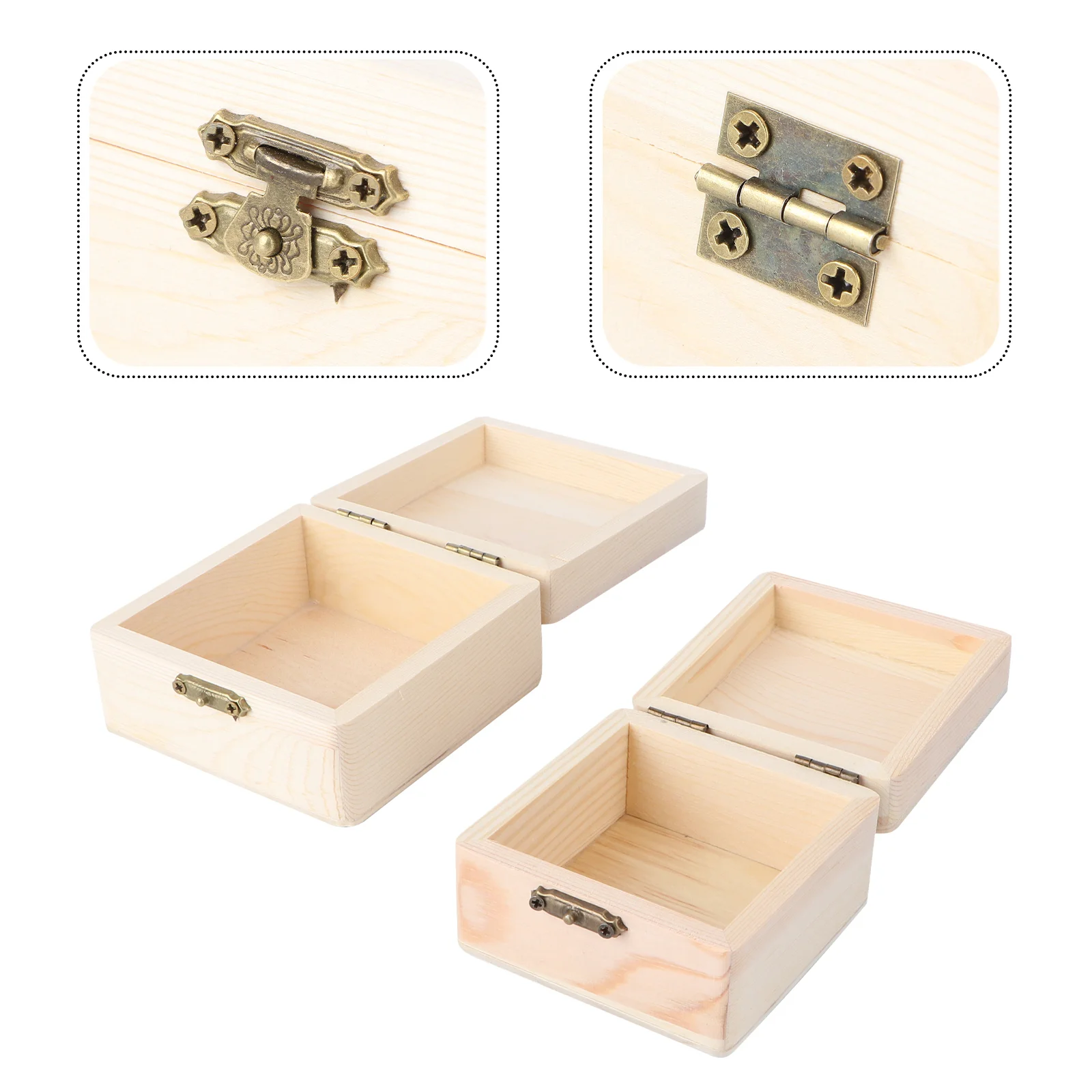 

2 Pcs Small Wooden Box Storage Box Case Gift Packing Delicate Solid