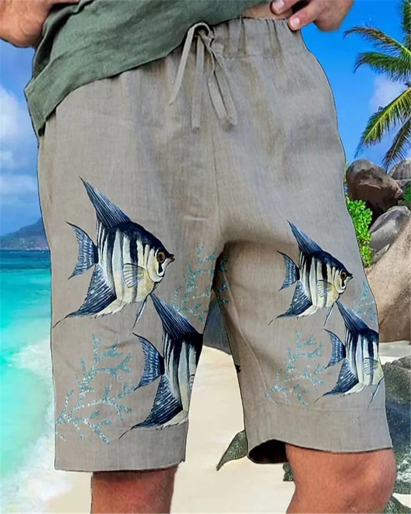 Men's Board Shorts Swim Shorts Swim Trunks 2023 Summer Beach Shorts Ocean Fish 3D Print Graphic Breathable Soft Short