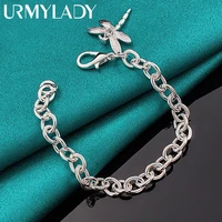 urmylady 925 sterling silver dragonfly charm thick chain bracelet for women men wedding celebration engagement fashion jewelry