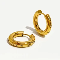 perisbox delicate rhinestone starburst hoop earrings gold color stainless steel huggie earring for women wholesale 2022